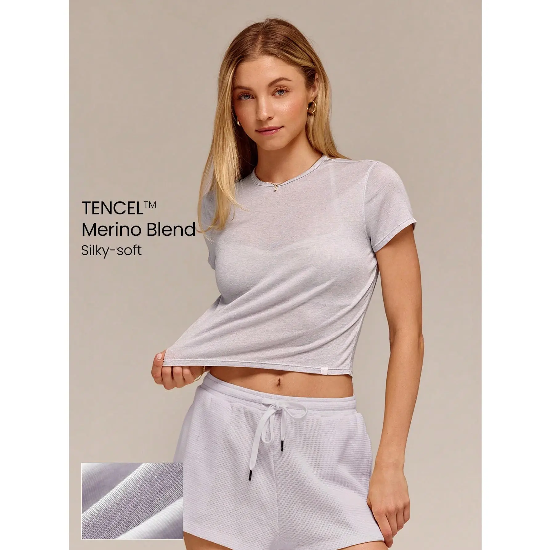 GLOWMODE Merino Wool Blend Glow Everyday Breathable Stretchy Regular Fit Waist Length Short Sleeve Tee With Woven Hem Label Daily Casual Wear