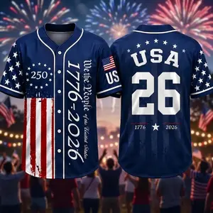 USA 250 Baseball Jersey, USA Flag Shirt, We The People 1776-2026, 4th of July Gift for Men Women