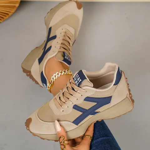 Women's Sporty Arisan Shoes Spring & Fall Elegant Fashion Casual Round Toe Low Top Lace-Up Thick Sole Breathable Outdoor Running Shoes Sports Shoes