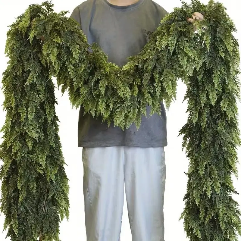 6 Foot Norfolk Pine Garland, Realistic Winter Greenery, Artificial Christmas Decoration for Indoor Outdoor Use, Table Fireplace Wall Decor