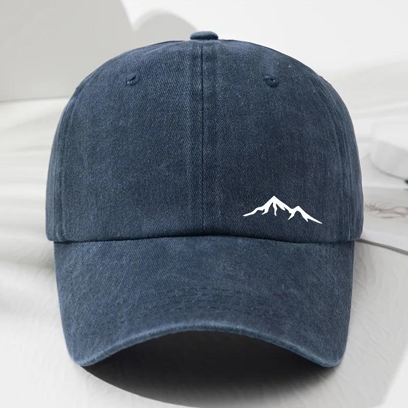 Mountain Peak Printed Washed Cap - Men's and Women's Baseball Cap - Soft Top Outdoor Mountaineering Bowler Hat
