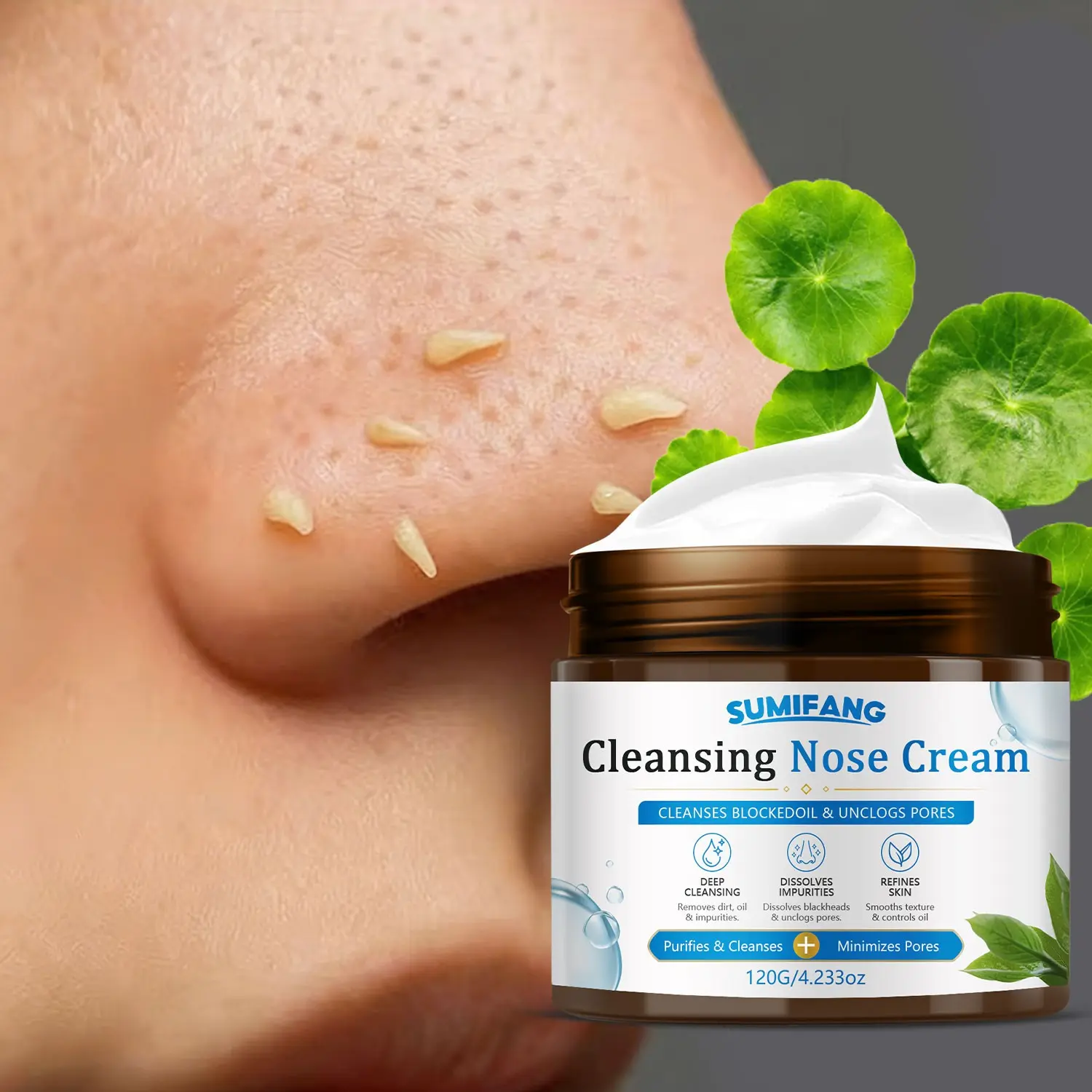 Blackhead Skin Cleanser Cream, Tighten Pores, Pore Cleaner, Deep Exfoliation, Mild Gentle Cleaning, Smooth Skin, Smoother, Improves Texture, Suitable for All Skin Types, 120g