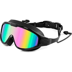 Swim Goggles, Wide View Anti Fog & UV, Comfortable Fit, No Leaking, Hydrodynamic Design, Micro-Fin Technology, for Men Women Youth