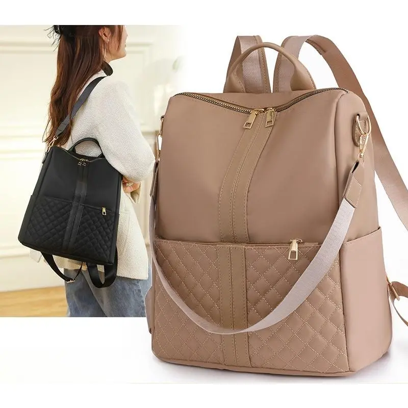 Women's Nylon Backpack, Korean Style Plain Convertible Daypack with Buckle Closure for School, Commute, and Travel, Backpacks For School, Lightweight
