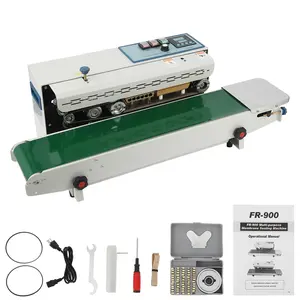 FR-900/FR900KContinuous Band Sealer,Automatic Horizontal Band Sealer 110V,Continuous Sealing Machine Temperature Control, Bag Sealer Machine for PVC Bags Films for Commercial