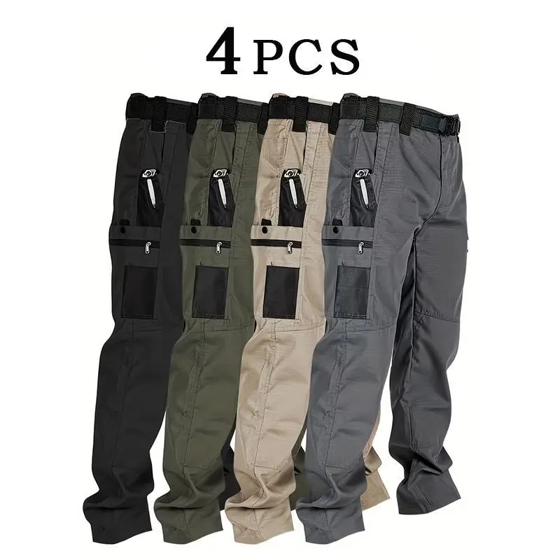Men's 4-Pack Tactical Cargo Pants are crafted from a brand-new 230g/m² fabric, featuring multiple pockets and zipper closures. Available in a variety of colors, these pants are ideal for spring and summer wear.