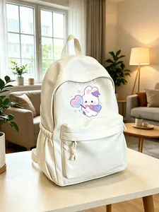 Cartoon Rabbit Print Backpack, Large Capacity Adjustable Straps, Cute Girl Style, Ideal for Travel, Work, School, Birthday Gift