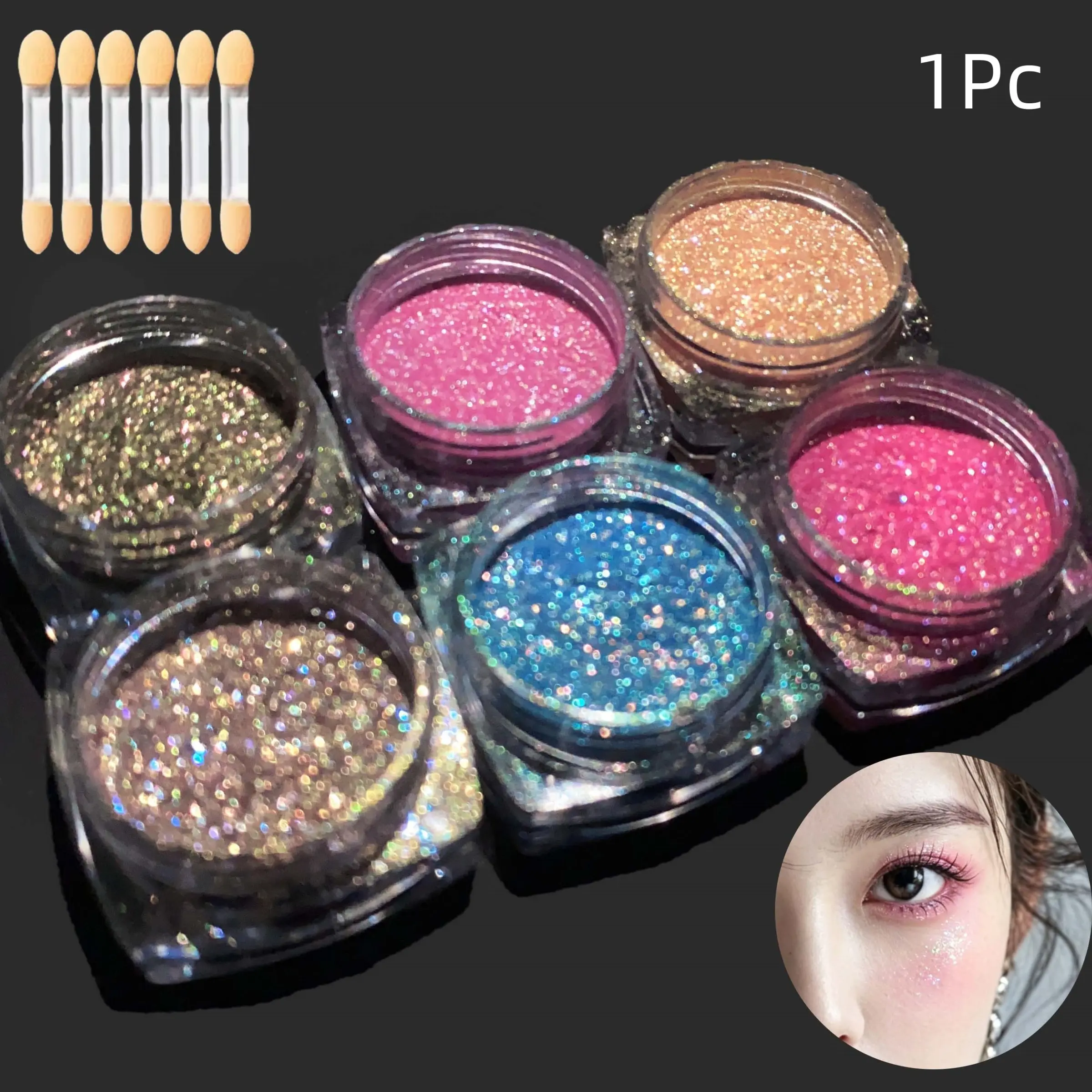 Glitter|Eye Shadow Set, High Pigment Shimmer Eye Makeup, Equip Smudge Tool, Holiday Party Cosmetic Gift