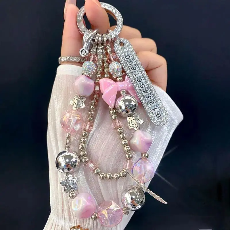 Luxury Rhinestone Butterfly Beaded Wristlet Phone Charm Strap - Sports & Outdoor Accessories, Cellphone Keychain, Mobile Case Decoration, Bag Accessory
