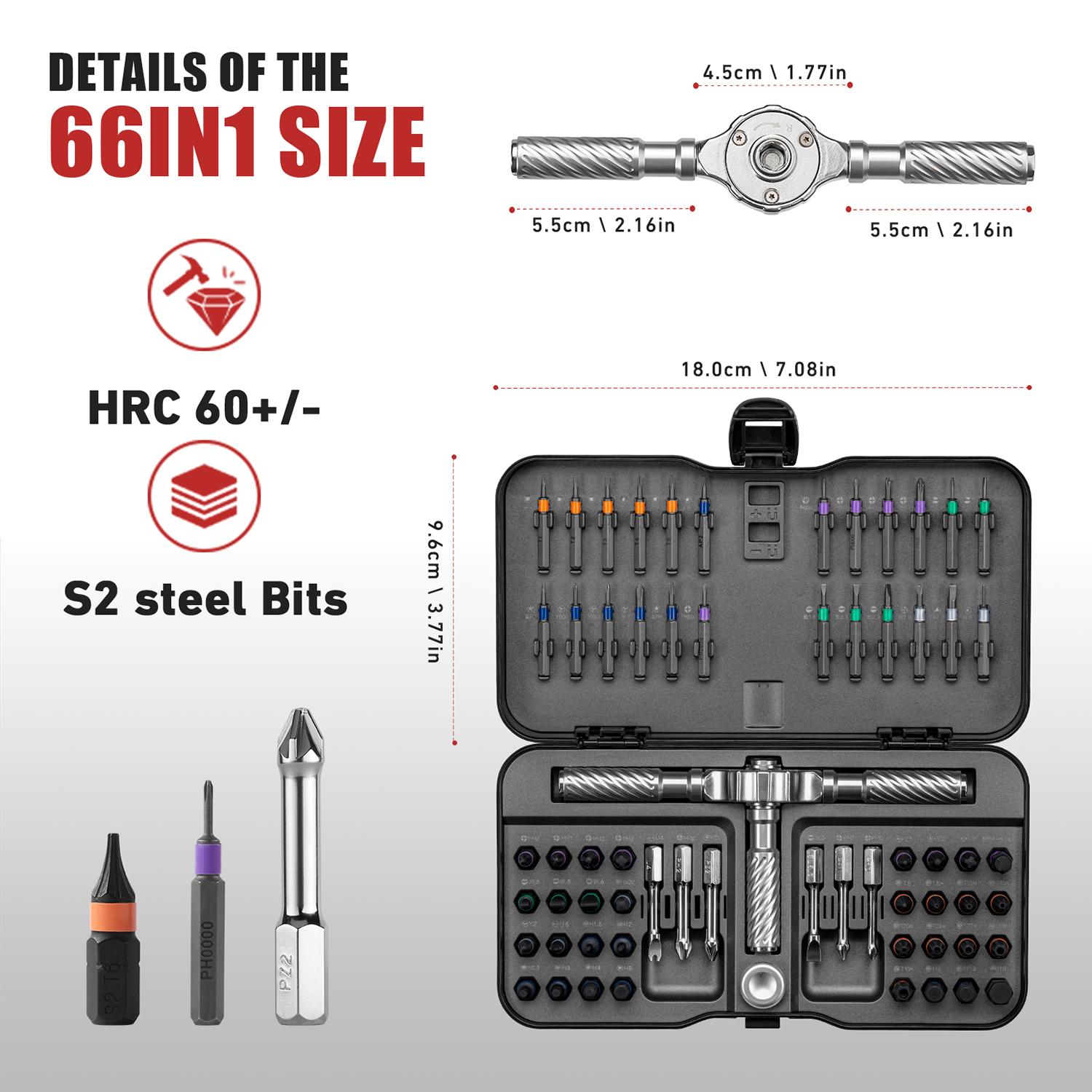 Advanced Ratchet Screwdriver Set, 24/40/66/100-In-1 Magnetic Drill Bits, Home Repair Tool Kit, Replaceable Screwdriver Bits, Detachable T-Type Handle, Furniture, Bike, Computer Maintenance #GLOBAL PICKS