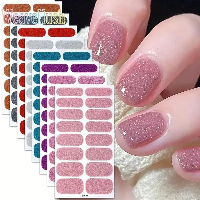 4/8‑Pack Holographic Full‑Cover Nail Stickers, Solid‑Color & Glitter Gel Nail Decals, Self‑Adhesive DIY Nail‑Art Kit for Women, Ideal for Manicure Styling, Daily Wear & Party‑Look Designs