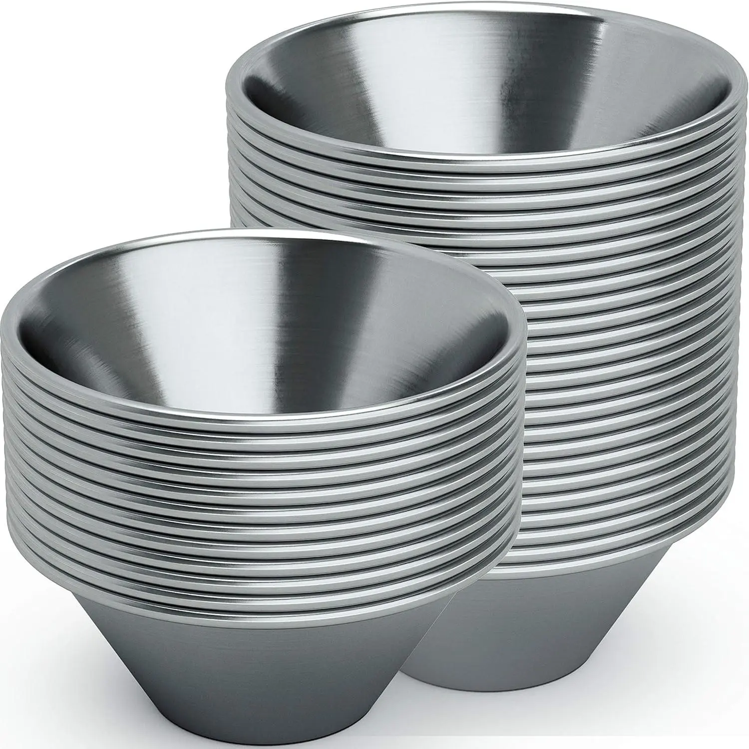 1.5oz Pro-Grade Stainless Steel Sauce Cups 36 Pk Reusable Stackable Metal Portion Containers Small Ramekin for Sampling Salad Dressing Dipping Sauces Ideal for Restaurant Catering Deli