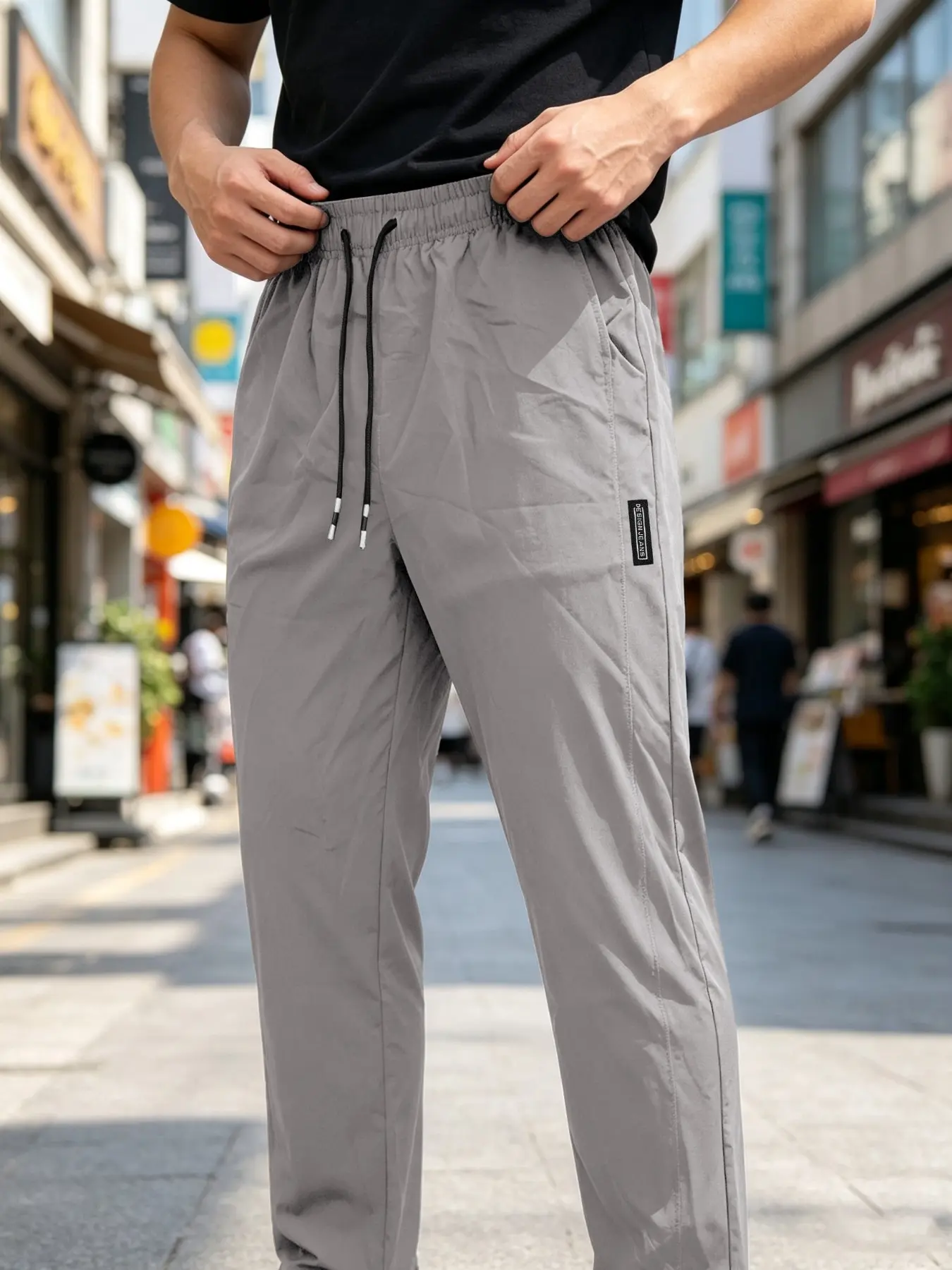 Men's Fashion Casual Sporty Quick-Dry Breathable Jogger Pants, Drawstring Waist Straight Leg, Dual Side Pockets, All Season Outdoor Wear