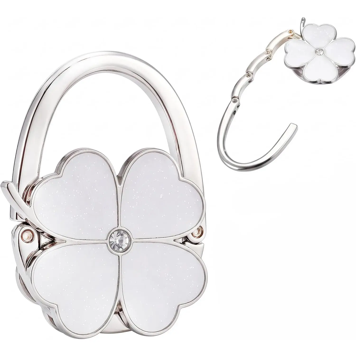 Modern Purse Hook and Bag Charm for Women, Foldable Metal Hanger for Tabletops, Stylish Accessory for Everyday Use
