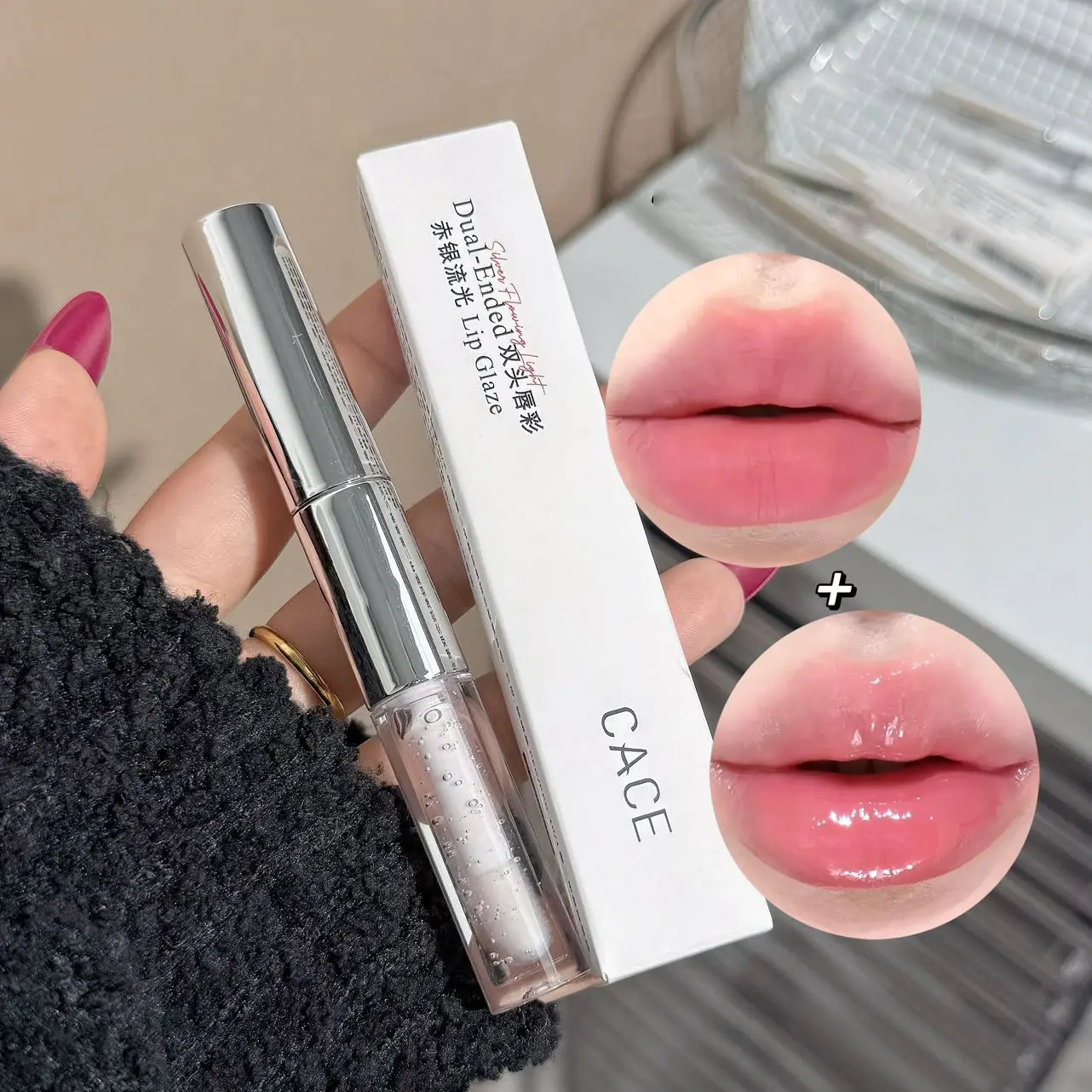 Double Head Mirror Lip Gloss Stick, Mirror Lip Glaze, Long Lasting Moisturizing Shine, Korean Japanese Style Makeup, Essential for Students & Beauty Lovers