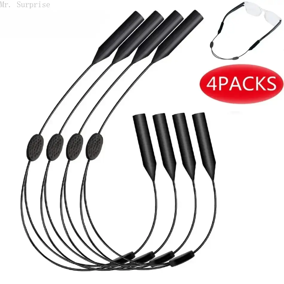 Adjustable Eyewear Retainer - Non-Slip Plastic Sports Strap with Flexible Ear Hooks for Outdoor Sports, Daily Use