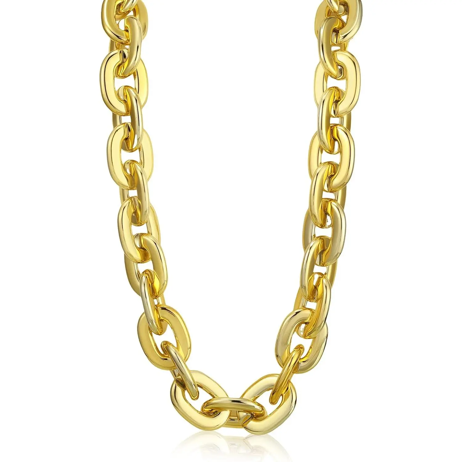 Hip Hop Chain Necklace, Giant Chunky Plastic Turnover Chain, Fake Gold Rapper Costume Jewelry for Halloween, Costume For Halloween, Chunky Chain