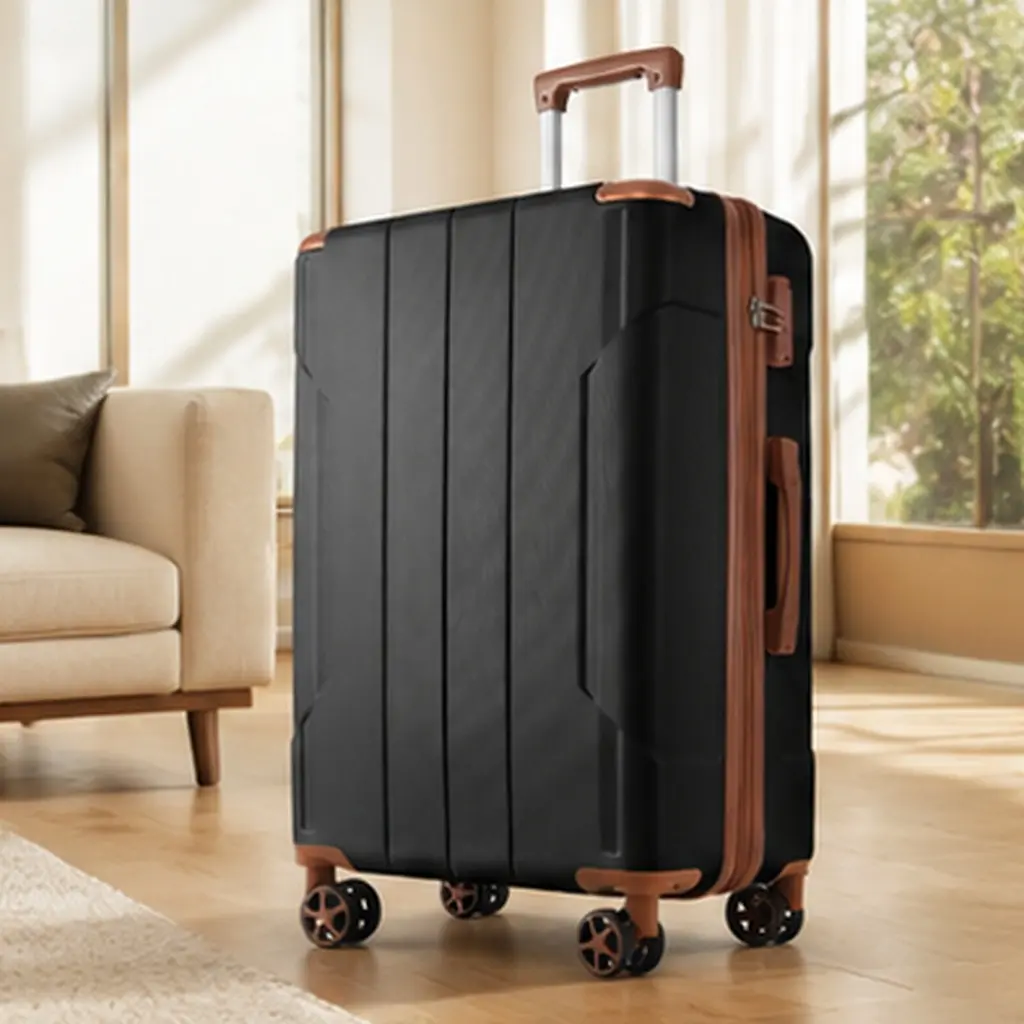 ARCH 28-Inch Hardshell Expandable ABS Luggage - Double Spinner Wheels, TSA Lock, Telescopic Handle, Reinforced Carry Handles, High-Capacity Lightweight Durable Checked Bag for Travelers & Long-Distance Trips (Black Brown, 18.50 W x 29.50 D), Single Box Pr