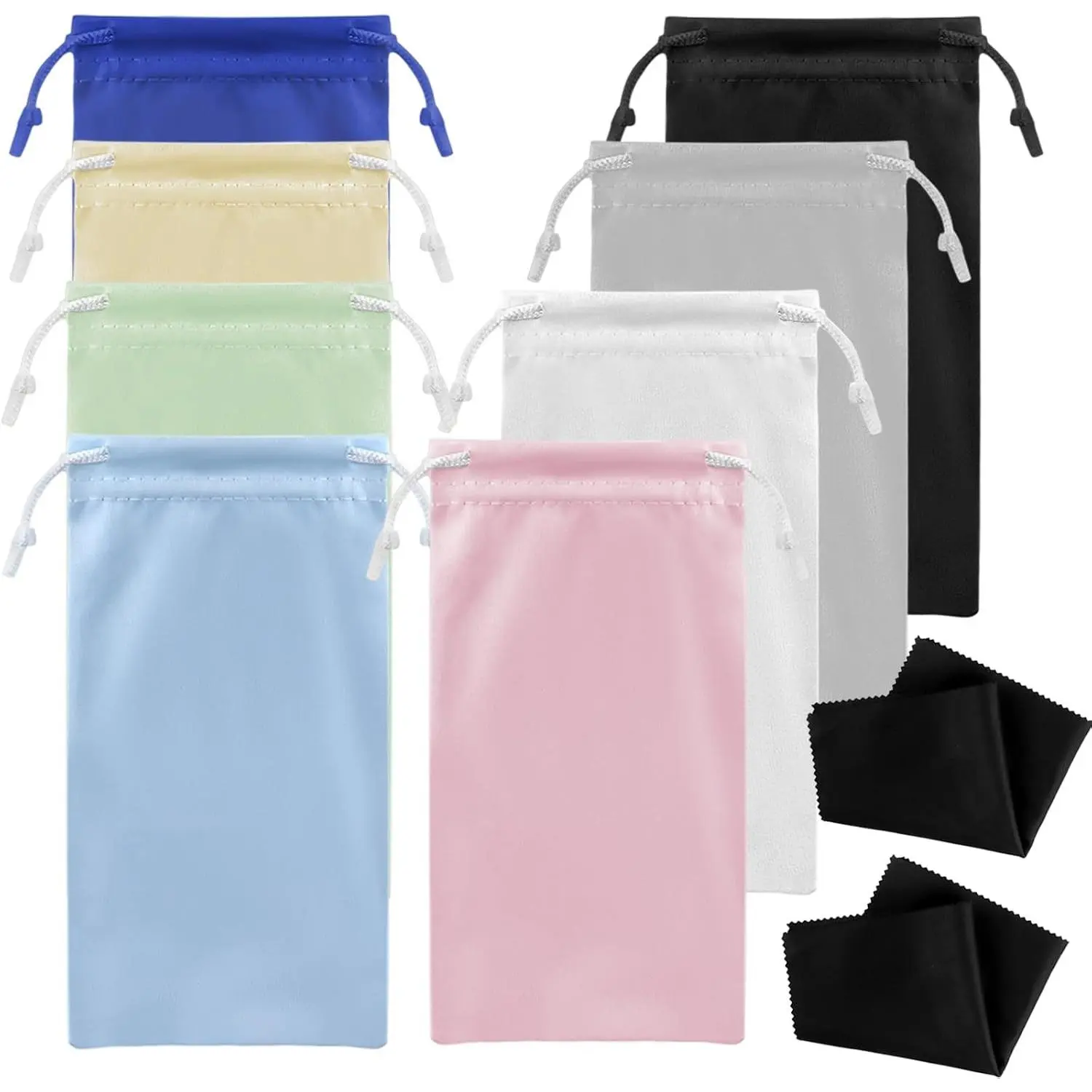 8-Pcs Eyeglass Pouch Set with 2 Microfiber Cleaning Cloths-Soft Sunglasses Case,Travel Glasses Case,Sunglass Sleeve,Storage Bag for Eyeglasses,Sunglasses,Watch,Jewelry & Smartphone