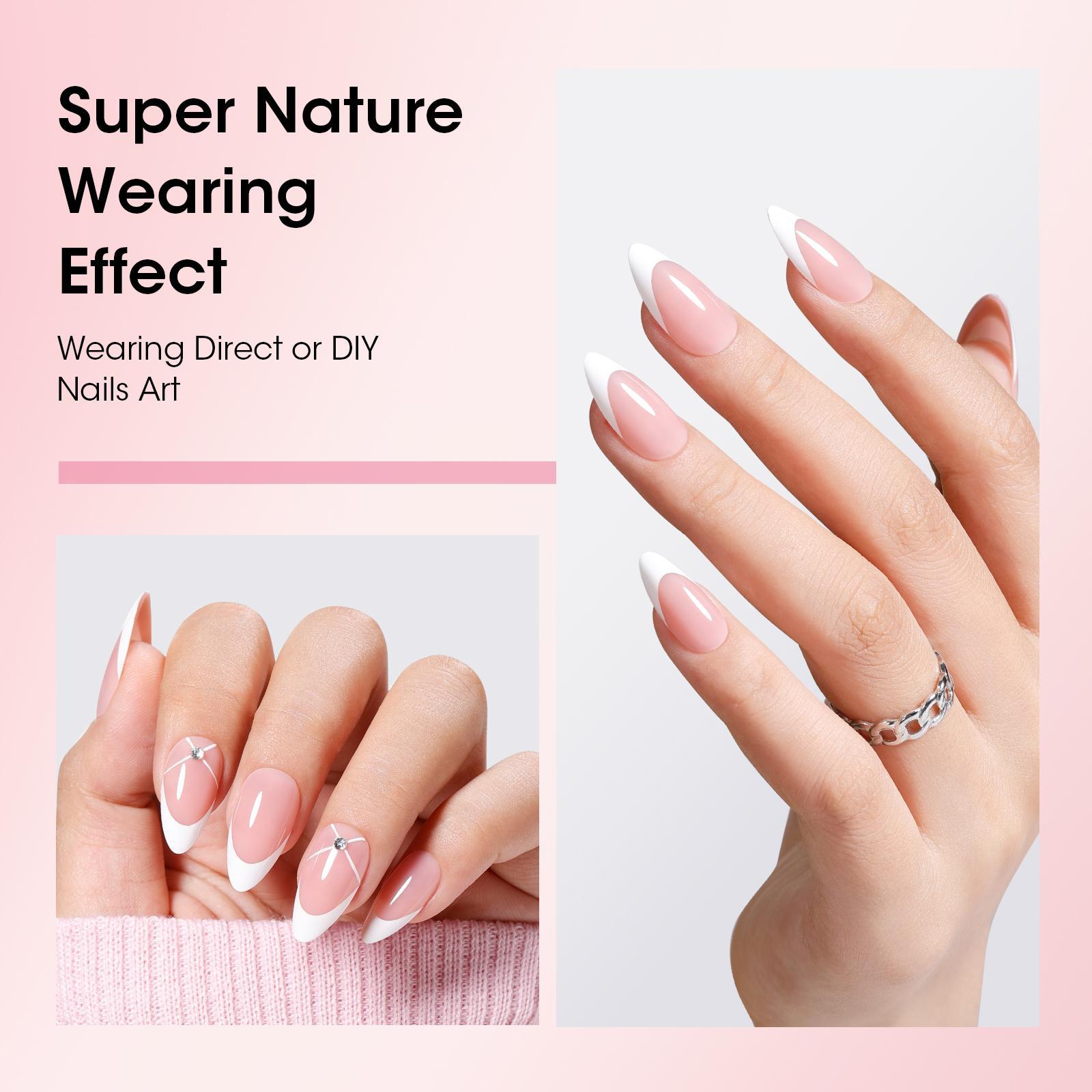 Gellen Milky Short French Tip Press-On Nails  (150pcs 15 sizes) NO glue included