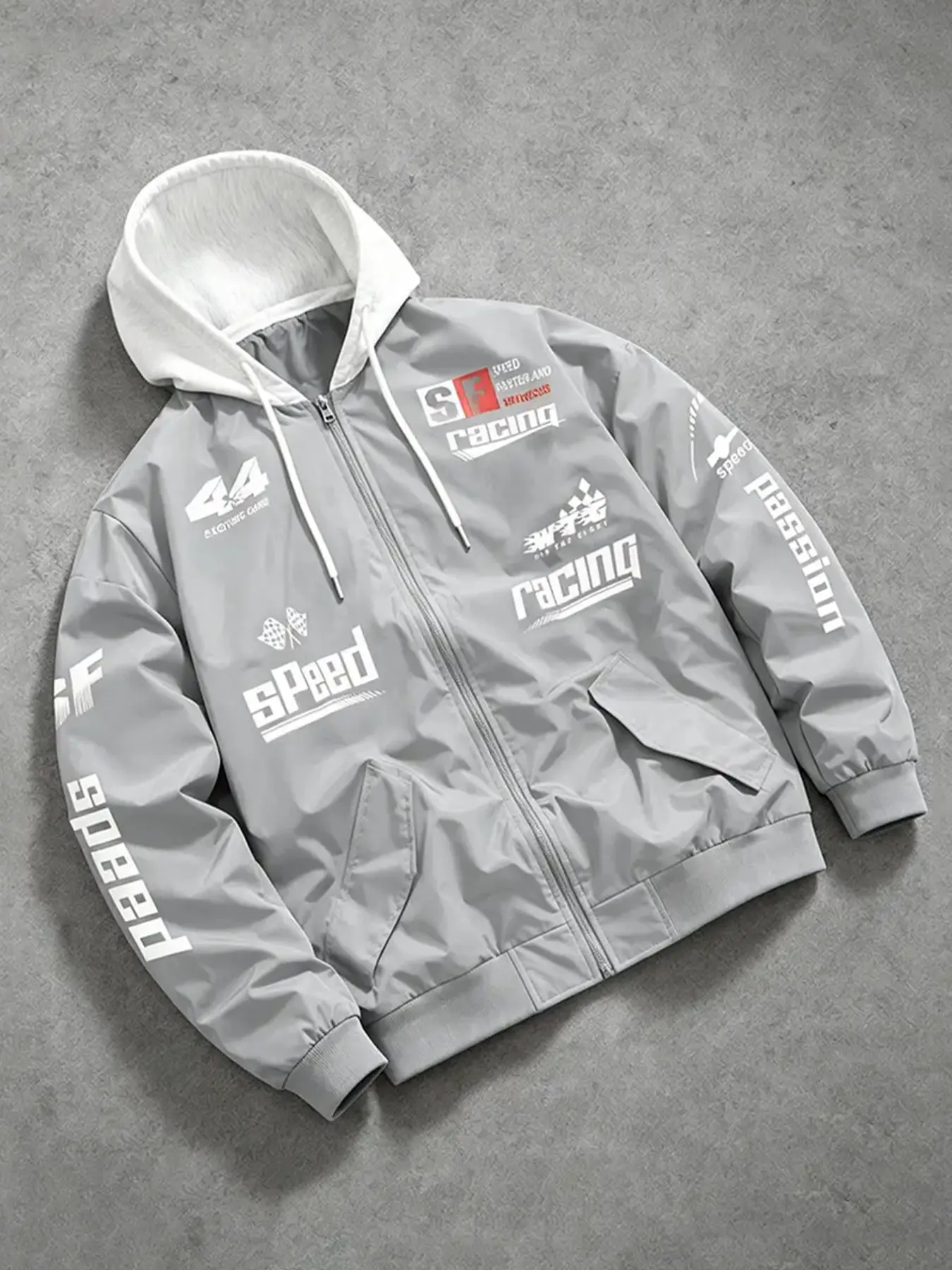 【Black Friday】Men's High Street Trendy Racing Jacket, Hooded Long Sleeve Casual Jacket for All Seasons, Perfect for Shopping and Outdoor Activities