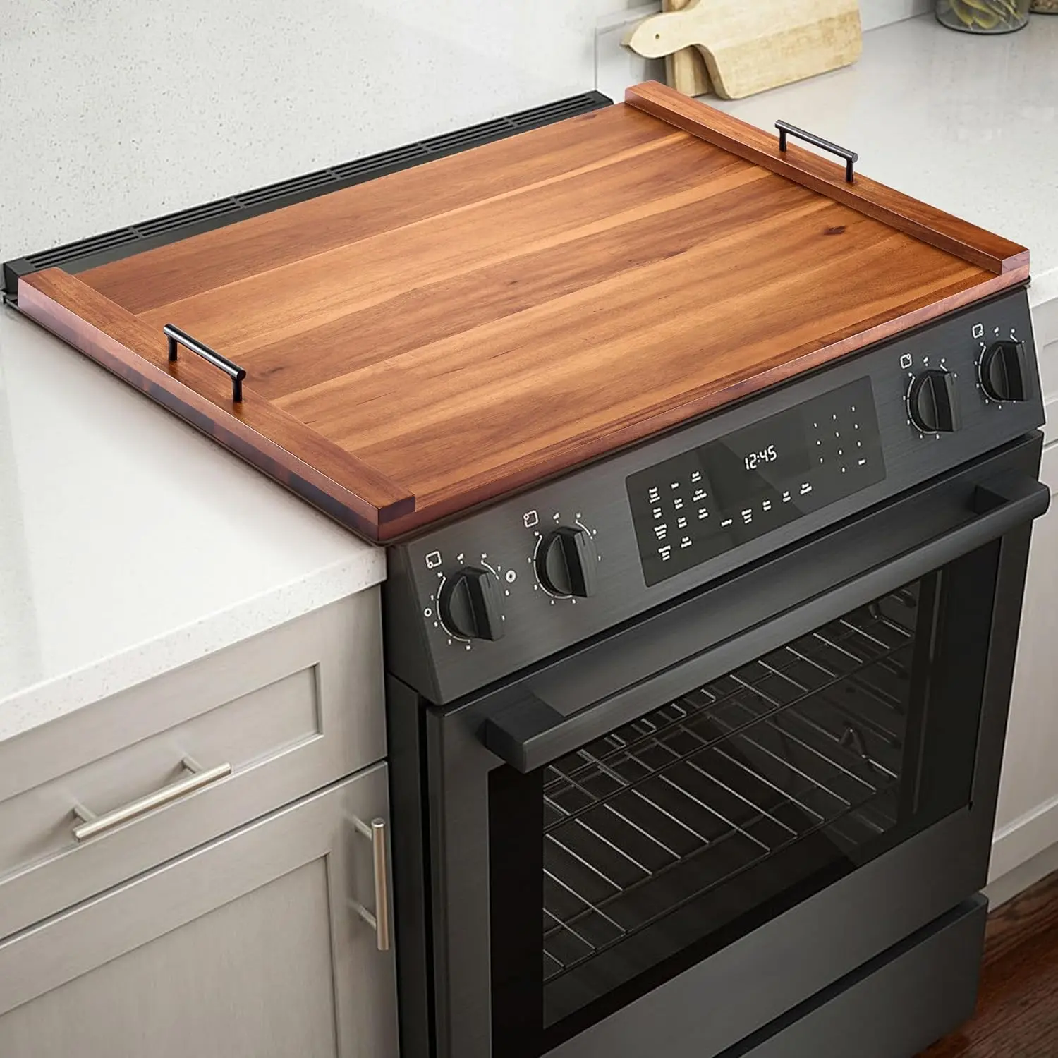 Acacia Wood Stove Covers for Electric Stove - Wooden Noodle Board for Gas Stovetop - Stove Covers for Gas Burners - Wooden Kitchen Sink Cover for Counter Space & Decorative Tray