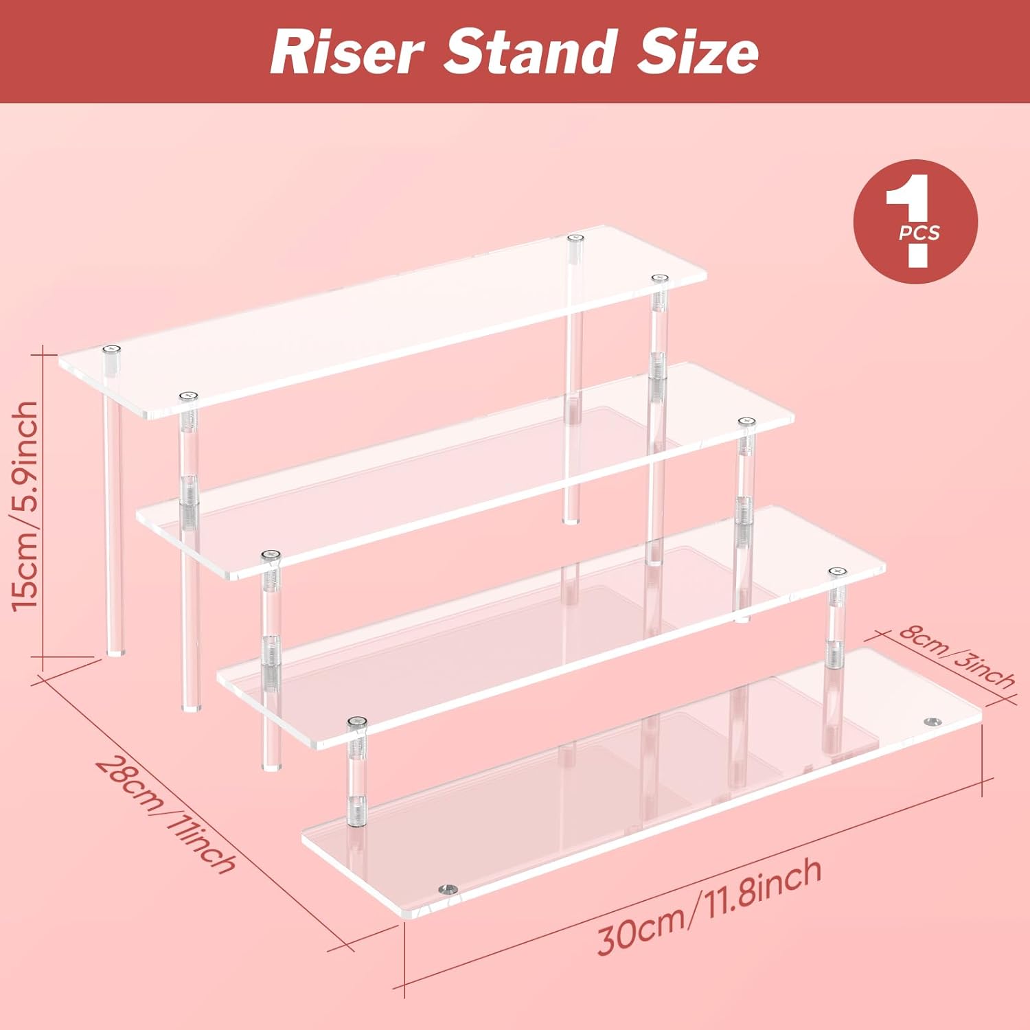 4 Tier Display Risers, Clear Perfume Organizer Stand, Large Cupcake Stand Holder, Dessert Display for Party, Display Shelf for Figure and Collection, Riser Stand for Decoration and Organizer 4 Tier Display Risers, Clear Perfume Organizer Stand, Large Cupcake Stand Holder, Dessert Display for Party, Display Shelf for Figure and Collection, Riser Stand for Decoration and Organizer