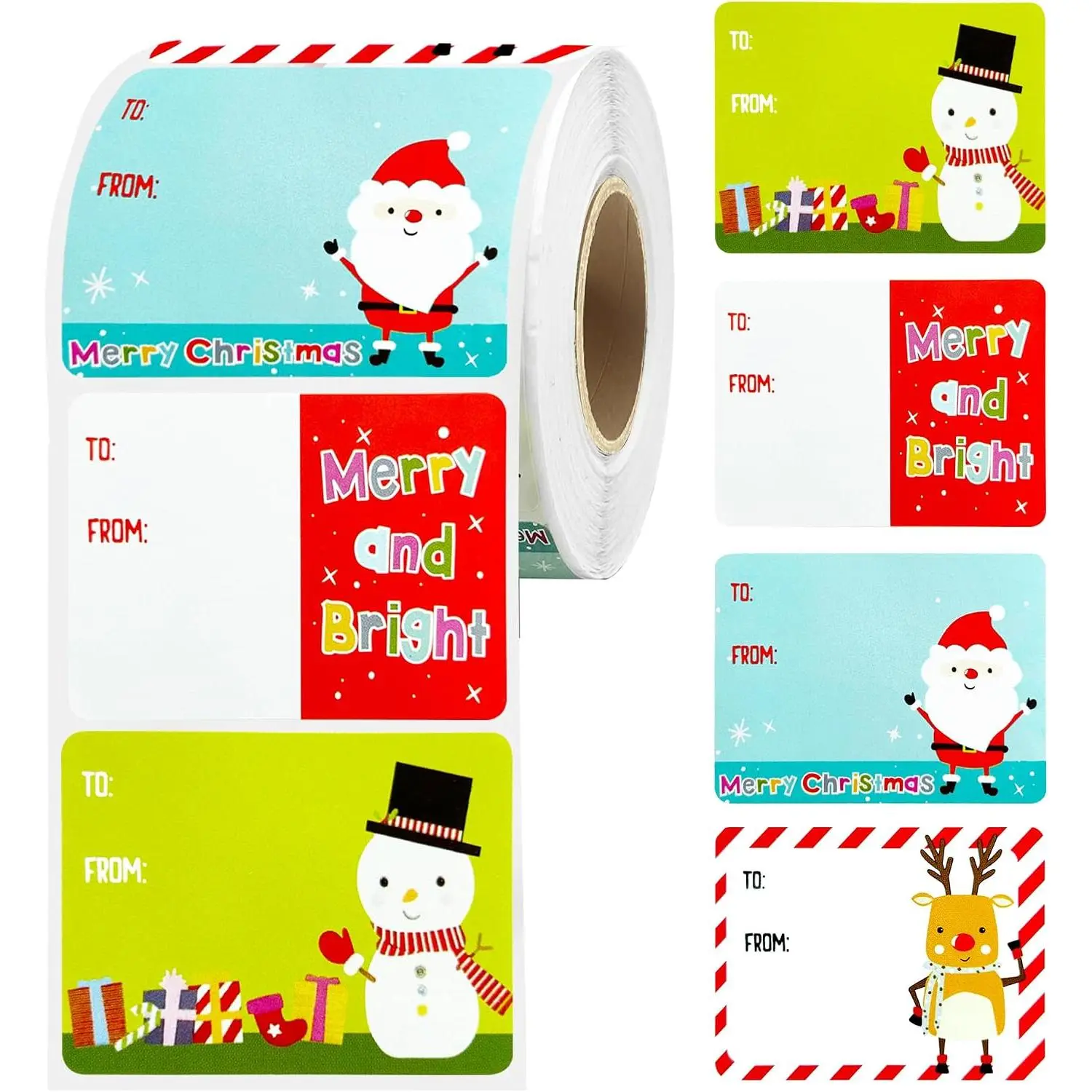 500 count Christmas  Tags Self-Adhesive, Tag Stickers,Name Tags for Christmas Presents,Xmas  Tag (Color C)