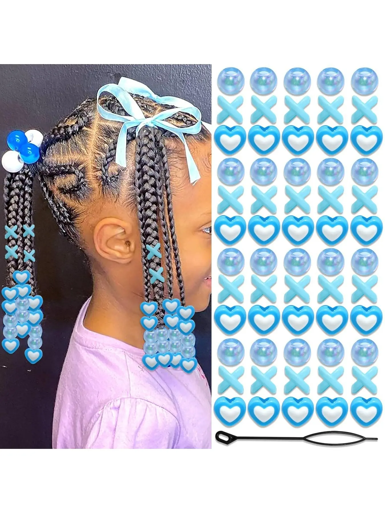 60pcs Acrylic Beads Hair Accessories Set, DIY Headbands and Braids, European and American Style, Fashionable Hair Jewelry Kit, Hair Styling