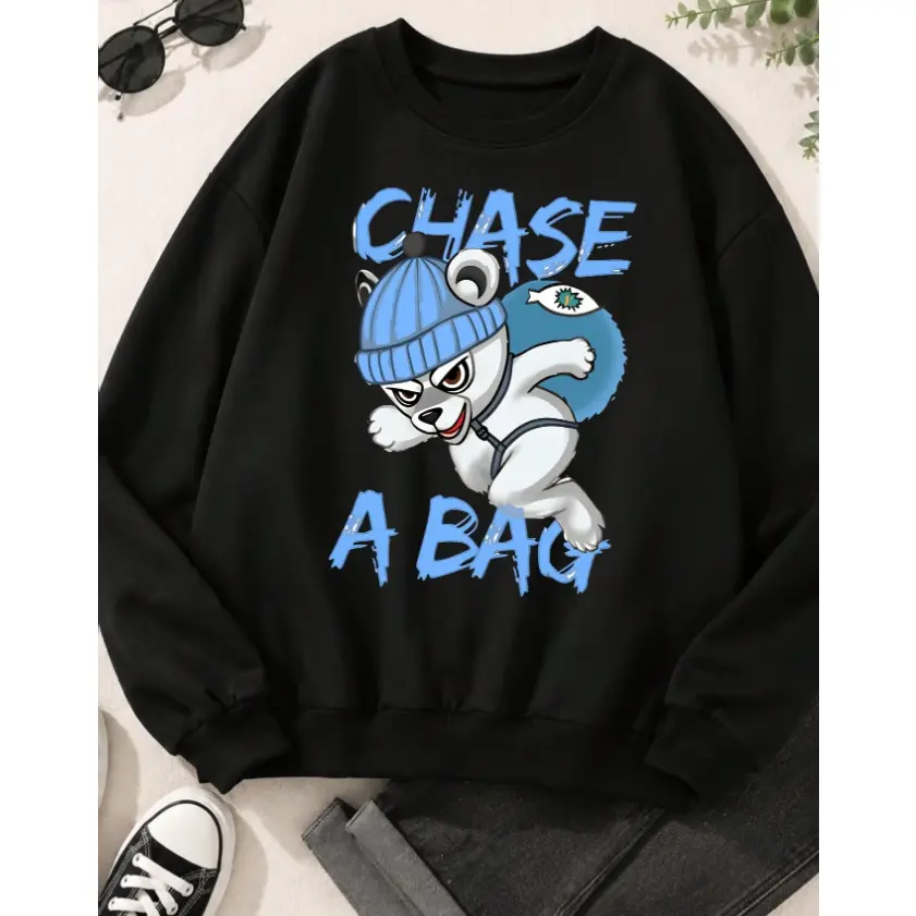 Women's Casual Crewneck Long Sleeve Sweatshirt, Black Oversized    Graphic  Sweatshirt  Fashion Street Style Fall Winter Outfits