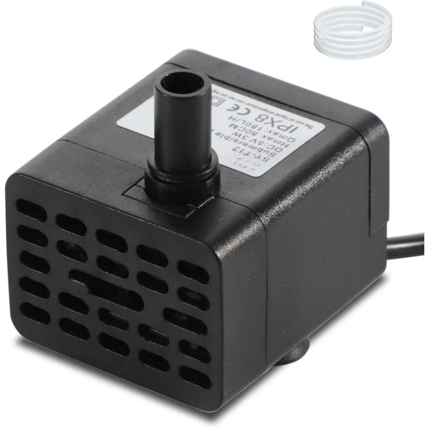 USB DC 5v 50 GPH (180L/H)  Small Water Pump with Tubing and Adjustable Flow for Tabletop Fountain, Birdbath,  Fountain and Aquarium