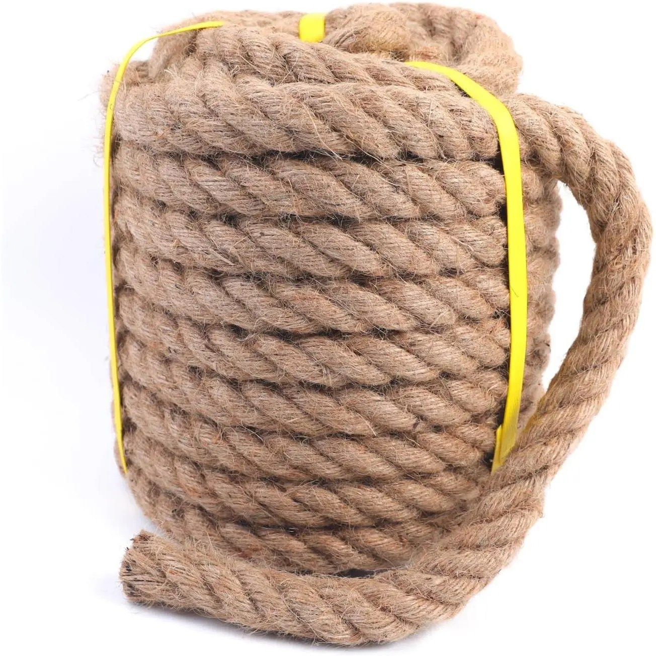 Natural Hemp Rope 1 Inch x 32 Feet - Twisted Manila Jute Rope for Crafts, Porch Swings, Decor, Railings, Landscaping - Heavy-Duty Ultra-Durable (Brown, 32 FT)