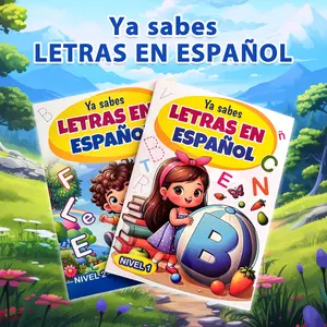 2 Books Set Spanish Alphabet Tracing Workbook, Level 1 & 2, Sequential Practice, Picture Vocabulary Coloring, Early Education Gift