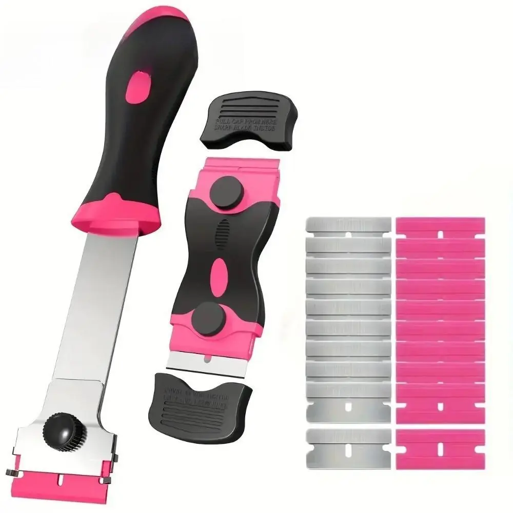 Dual-Head Plastic Scraper Tool with 20 Scraper Blades, Household Cleaning Accessory for Effective Removal of Adhesive Residue, Glass Cleaning Solution with Dual-Head Functionality