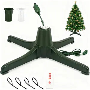 Rotating Christmas Tree Stand, Upgraded 6-Hour Timer Remote Control, 360° Christmas Tree Spinning Base for up to 7.5FT 80lbs Artificial Tree, 3 Trunk Diameter Setting