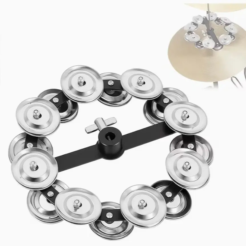 Drum Cymbal Bell Ringer, Easy Install, Dual Layer Metal Bells, Adjustable Lock, Perfect for Pop Rock Folk, Practice Performance, Drum Accessories