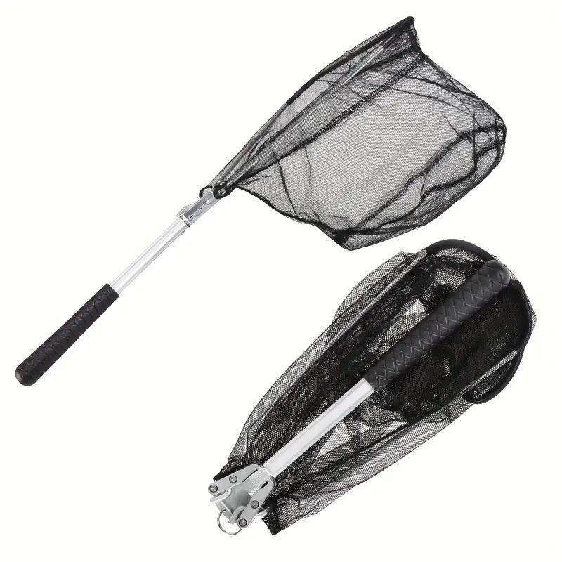 Fishing Net with Long Durable Extendable Handle, Foldable Nylon Mesh, Suitable for Freshwater and Saltwater, Extends to 19 Inches