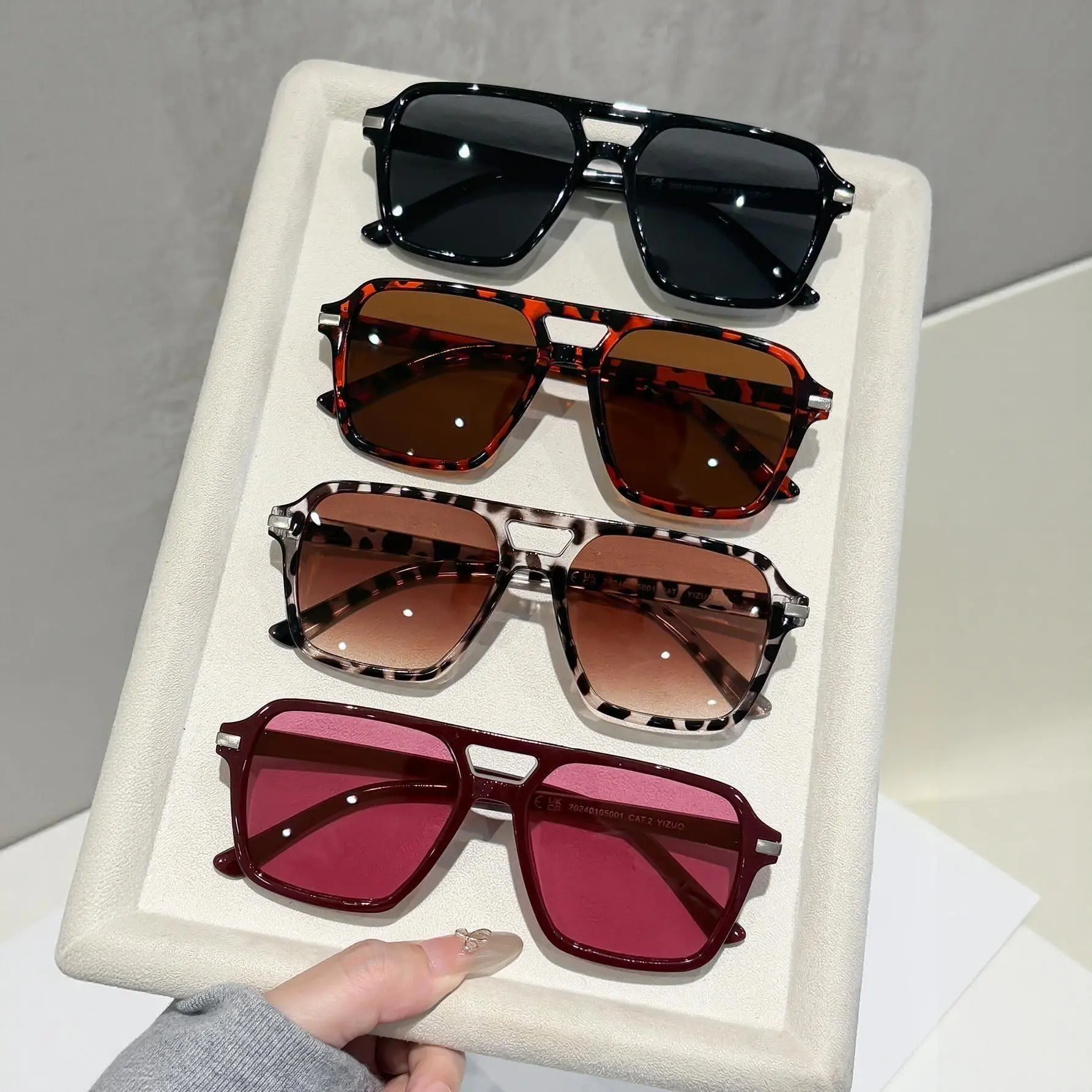 Viral TikTok Shop Trending Multi Pack Sunglasses For Women Men Retro Double Bridge Square Aviator Shades Luxury Aesthetic Aesthetic Glasses Tortoise Shell Hot Pink Clean Girl Old Money Y2K Fashion Eyewear UV400 Protection Set