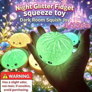 1/12pcs-Glow in The Dark Dumpling Squishy,Dumling Mystery Box,Colorful Dumplings Stress Balls Fidget Sensory Box,Stress Relief Stretchy Desk Toys Stress Ball Squishies