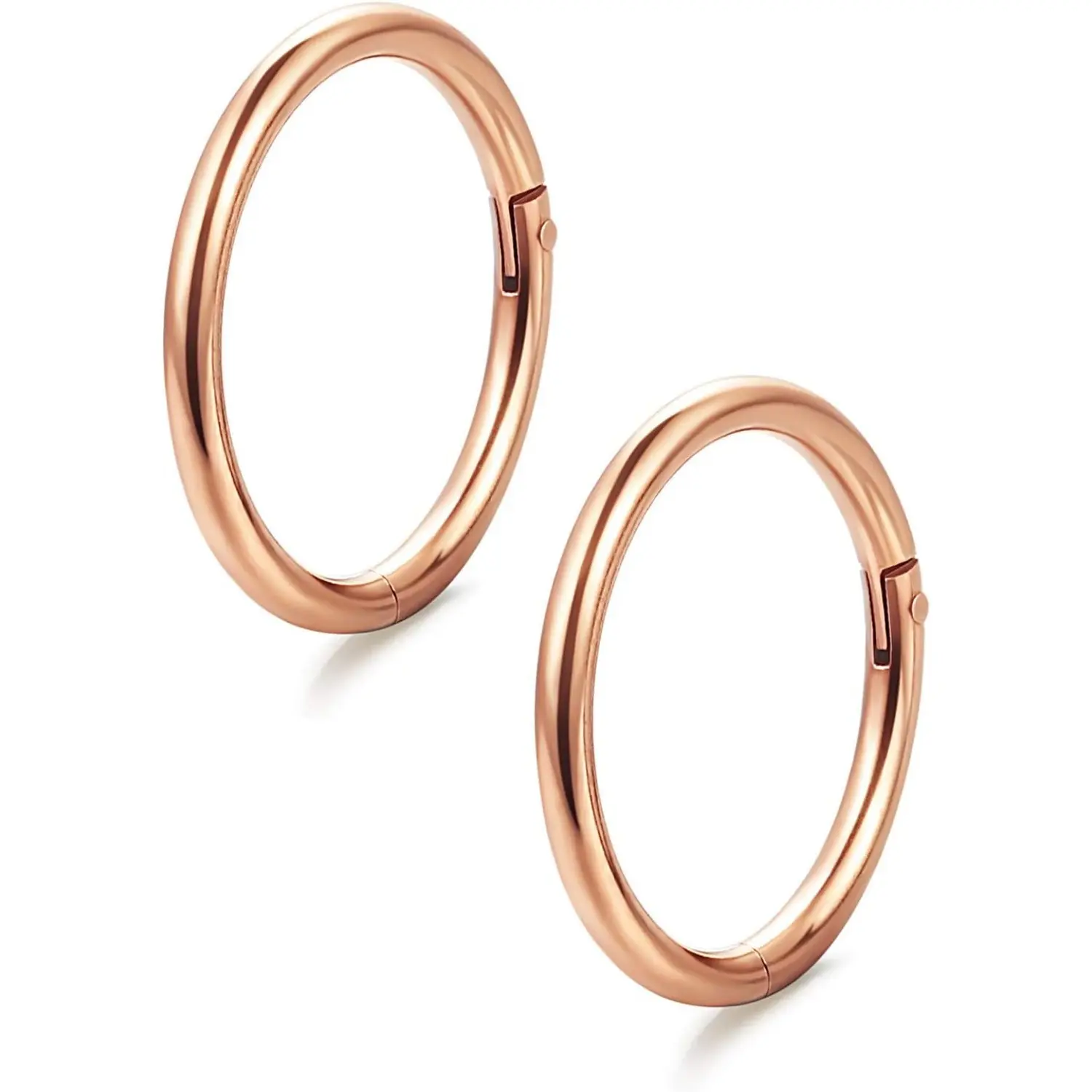 Nose Rings 2-Piece Set, 18G Stainless Steel Minimalist Plain Hoops with Hinged Clicker for Women, Septum and Cartilage Sleeper Earrings, Female, Sleeper Hoop, 12Mm, 8Mm, Friends, Casual, Daily, Nose Rings For Women, Hoop Earrings