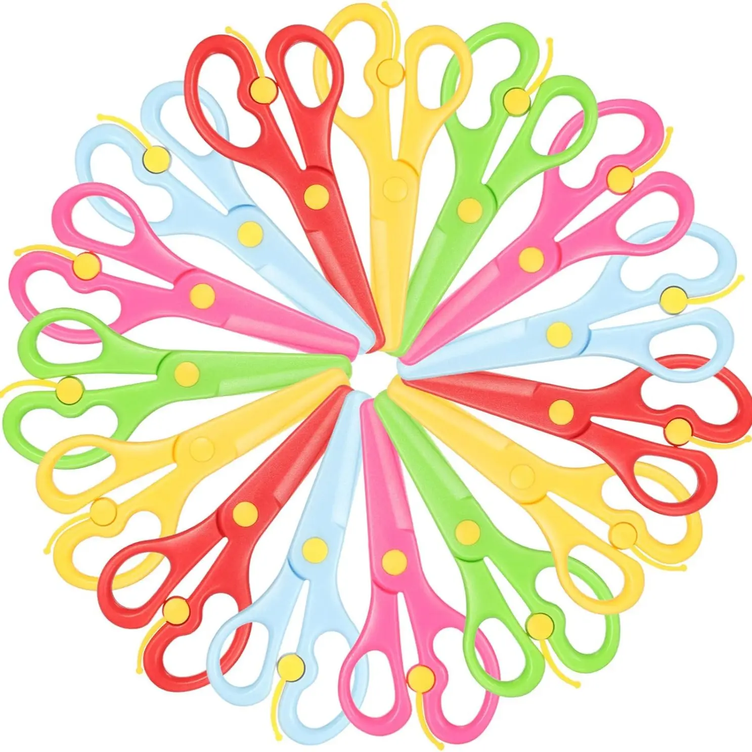 15 Pcs Toddler Safety Scissors Set, Plastic Child-Friendly Non-Slip Design, Ideal for Paper Cutting & DIY Crafts, Perfect for Kids' Art Projects