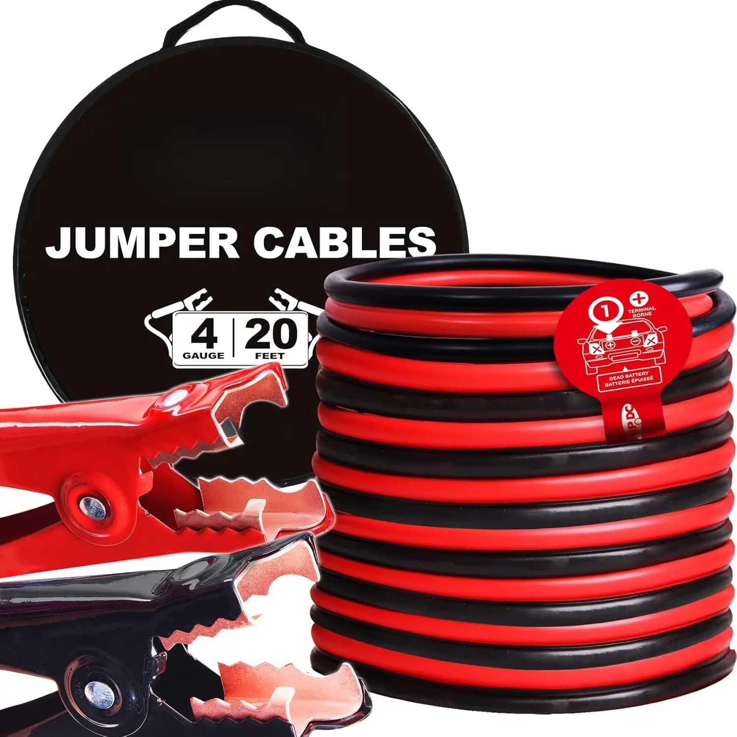 Jumper Cables for Car, SUV and Trucks Battery, Heavy Duty Automotive Booster Cables for Jump Starting Dead or Weak Batteries with Carry Bag, (TD-P0420)