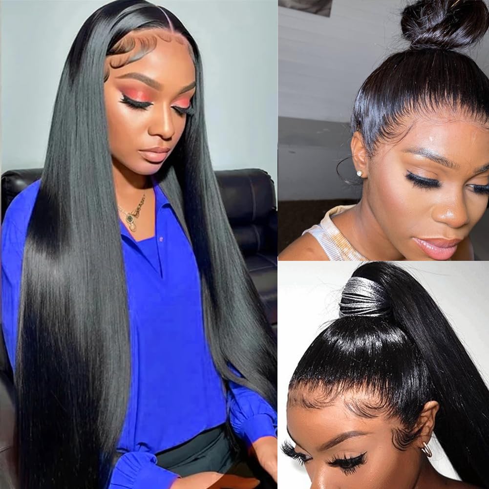 Bling Hair 180% Bone Straight 360 HD Full Lace Frontal Human Hair Wigs  For Woman Cheap Brazilian 13X6 13x4 Lace Front Human Hair Wig Smooth Pre Plucked 12-36 Inch Wholesale