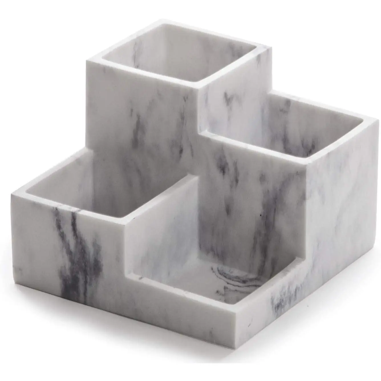Multi Purpose 4 Compartment Organizer - Make up Organizer for Vanity - Makeup Holders for Bathroom - Toiletry Organizers Countertop - Toothbrush and Bathroom Accessories Holder - Matte Marble