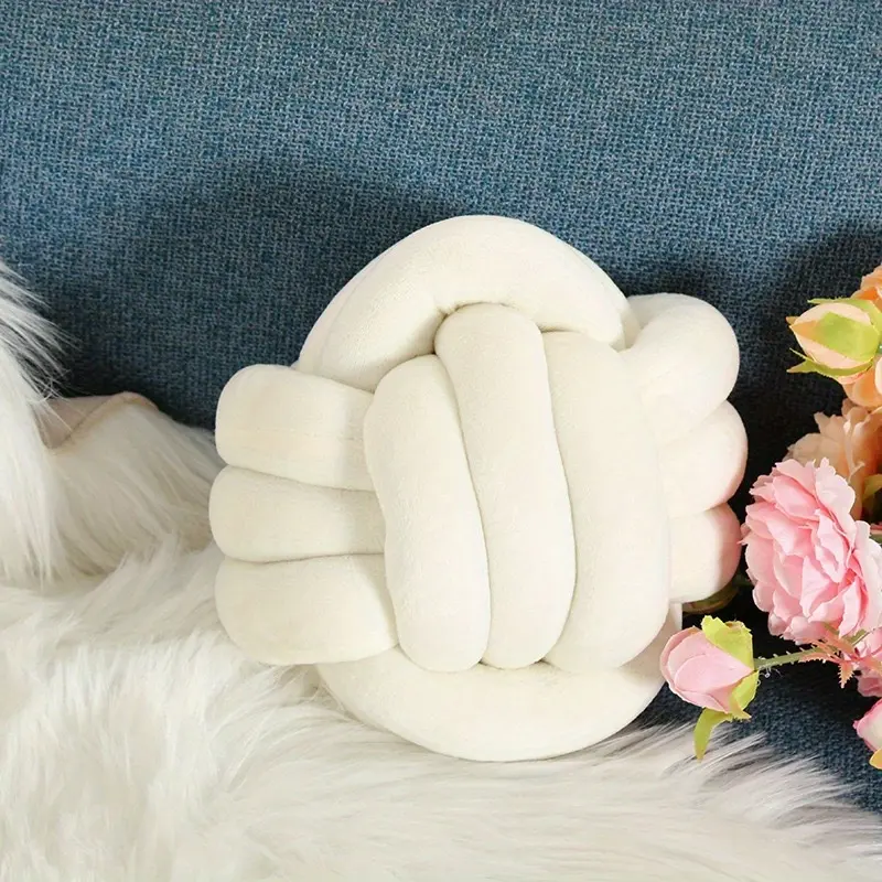Small Round Throw Pillow Cushion, Plush Knot Ball Pillow, Casual Home Decoration, Decorative Plush Pillow, Comfy Cushions, Soft Cushioning, 1 Piece