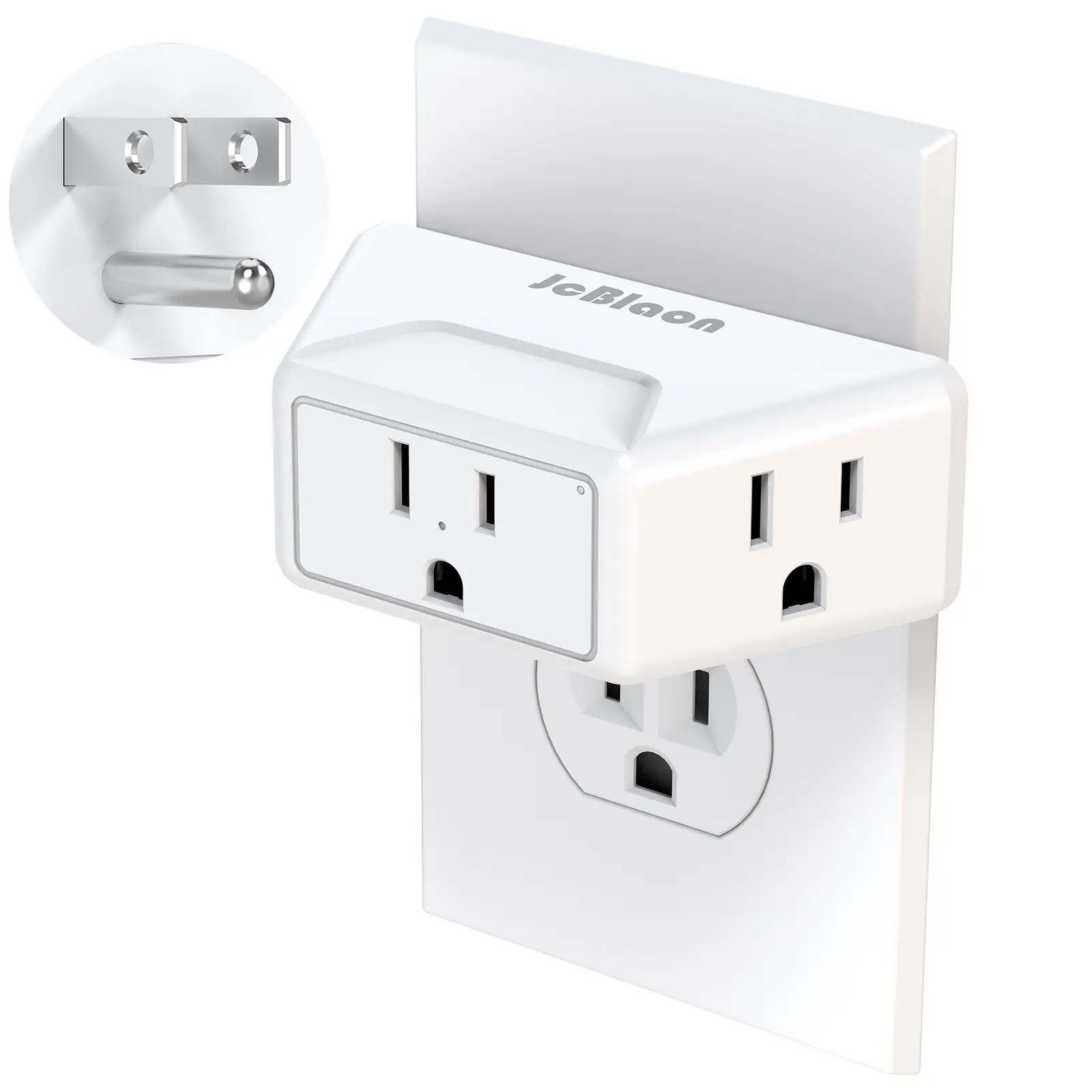 3 Way Angled Outlet Extender, Power Socket Extender, 3-Prong Grounded Wall Plug Splitter, Cruise Ship Essentials, Plug Expander with 3 Electrical Sockets, Multi Wall Outlet Splitter for Bathroom Kitchen Hotel, White