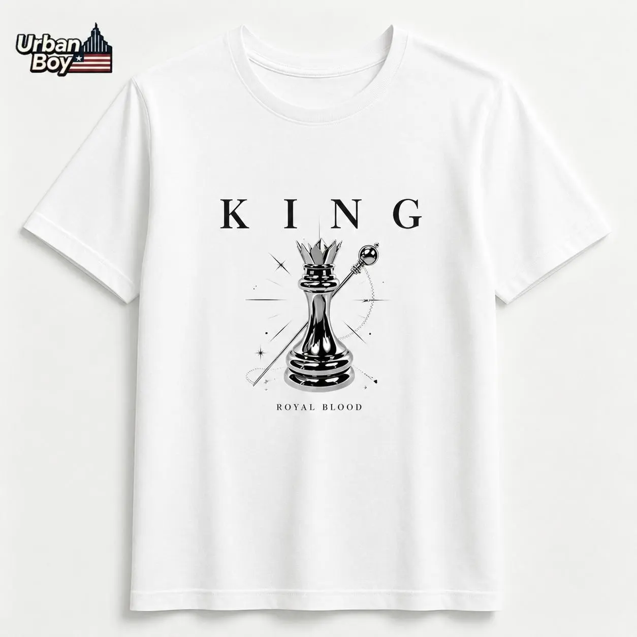 Men's 100% Cotton Chess King Graphic T-Shirt - Crew Neck, Short Sleeve, Vintage Crown Chess Piece, Casual Streetwear Tee backtoschoolshopping