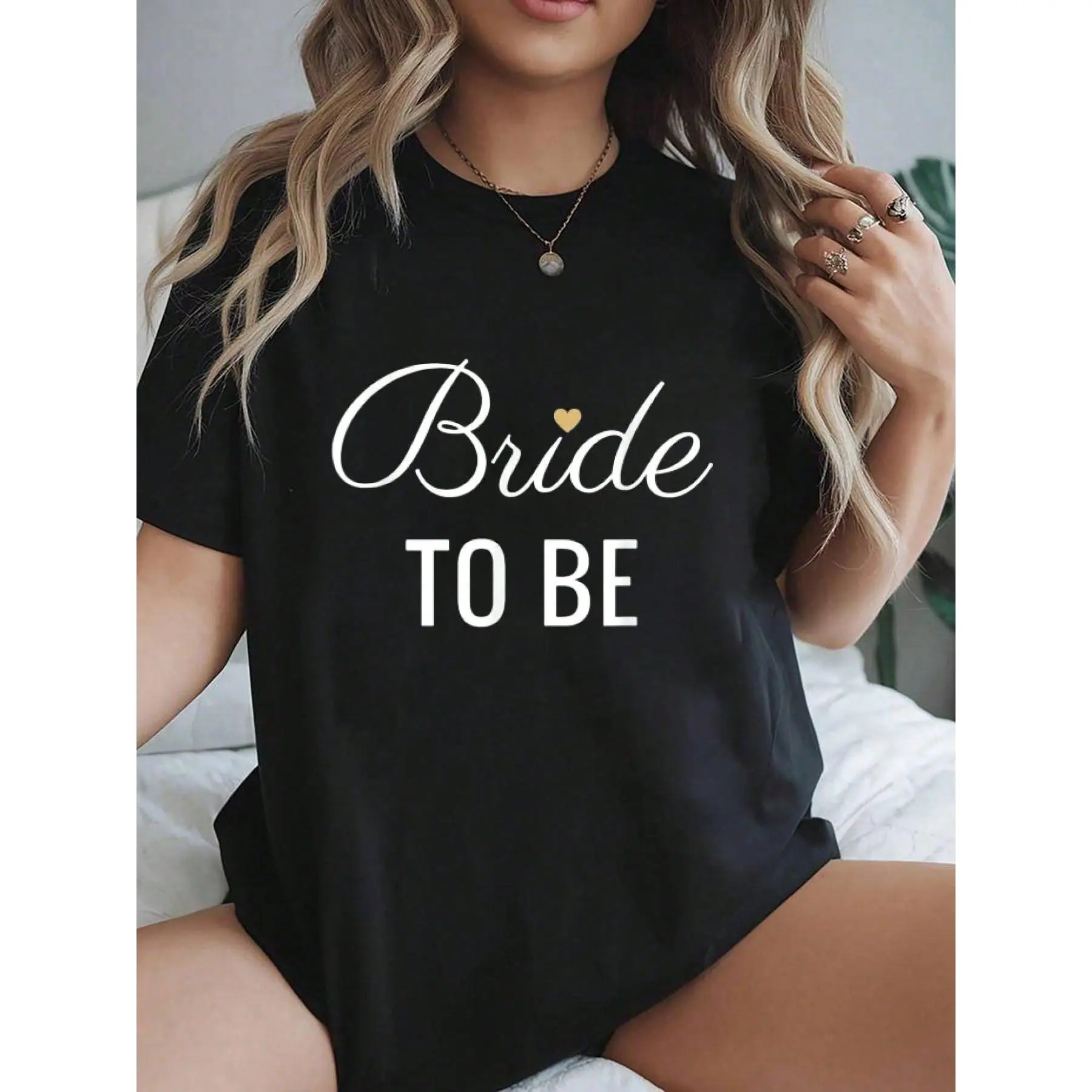 Bride To Be, White Font Tan Heart, Wedding & Bridal Vacation Outfits Women
