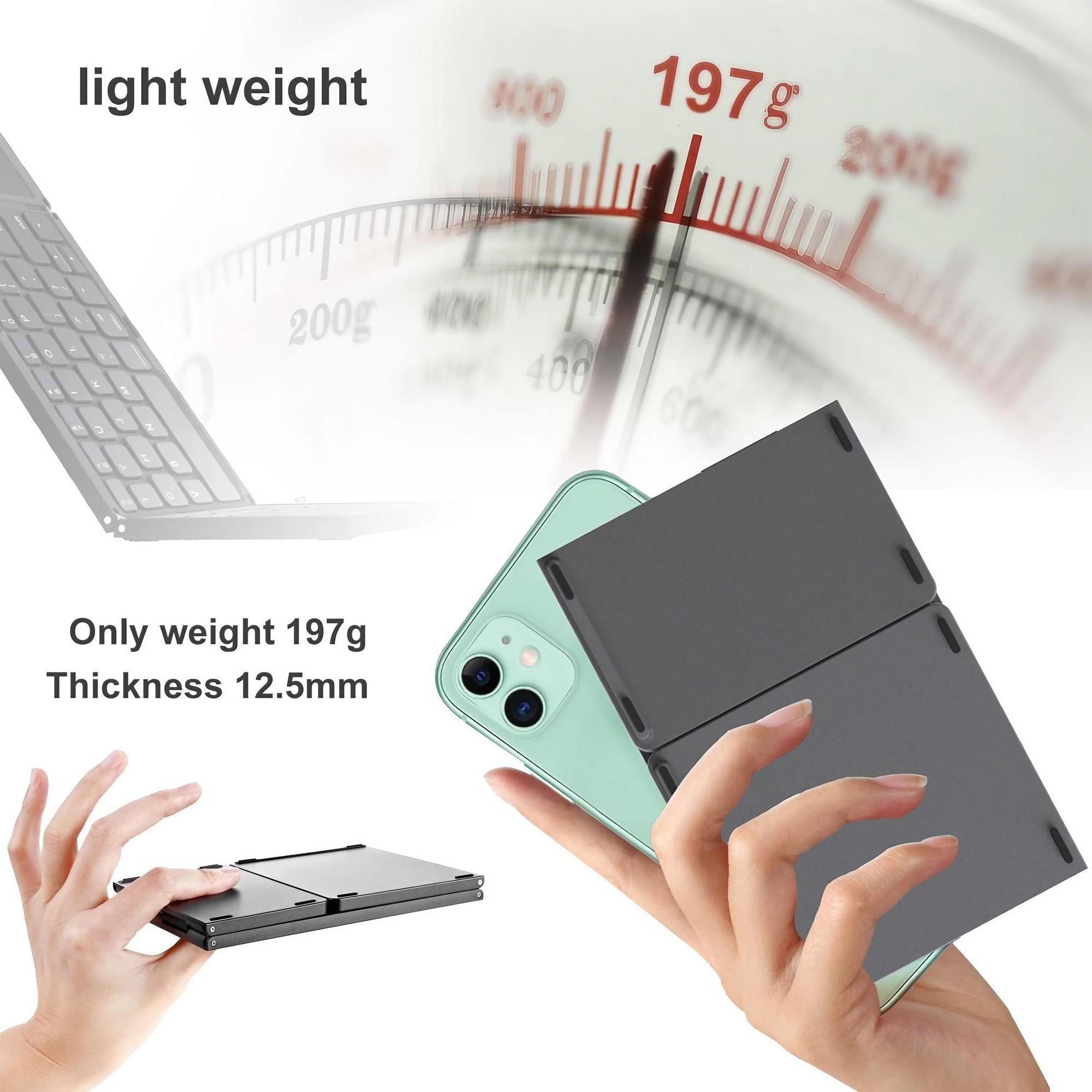 Rechargeable Foldable Keyboard, 1 Count Portable Bluetooth-compatible Wireless Multifunctional Keyboard with Touchpad & Number Pad, Suitable for Android, Windows, iOS, PC/Laptop/Smartphone/Tablet, Folding Wireless Keyboard