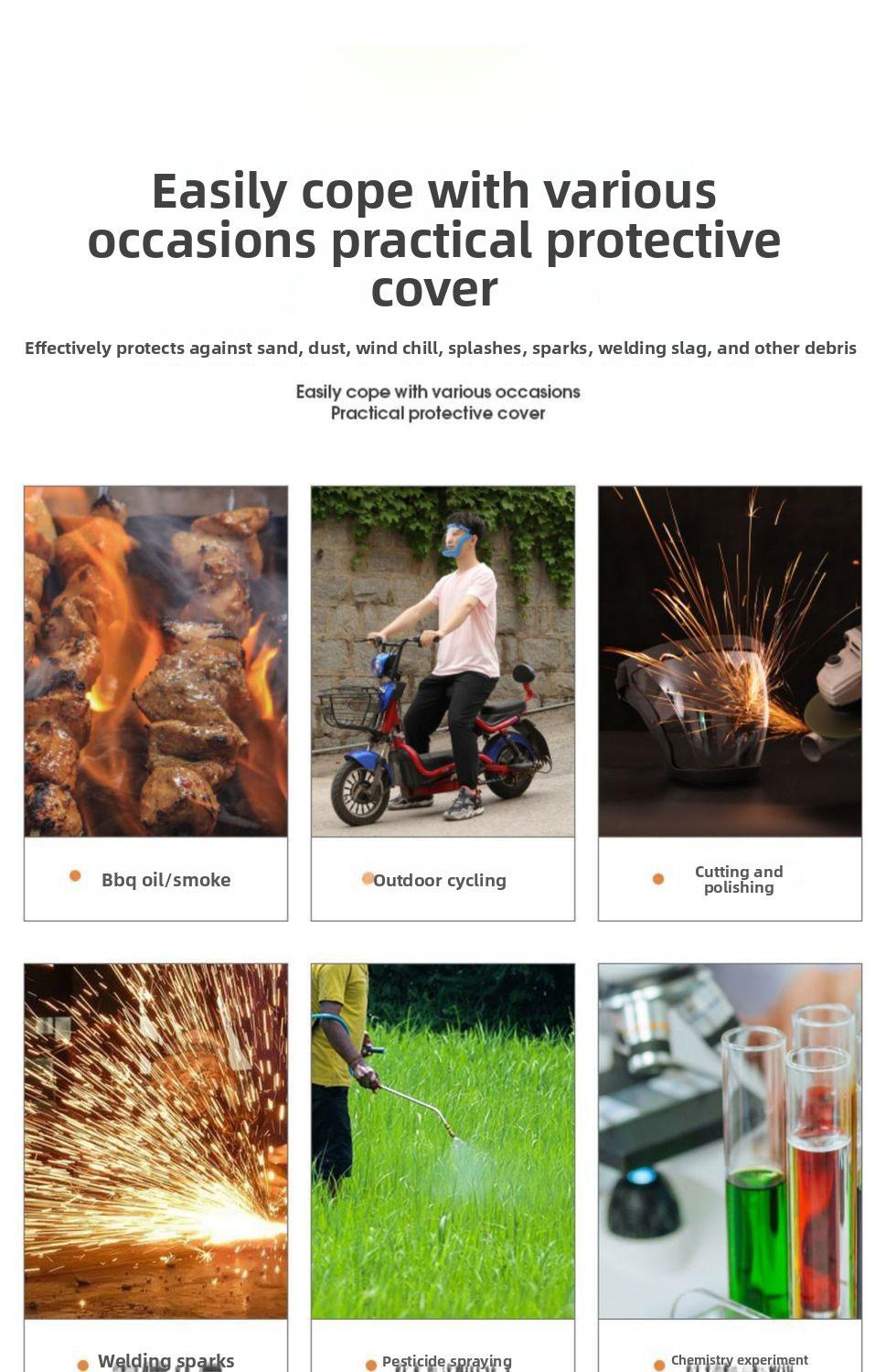 Highly Transparent Protective Face Shield Anti-Fog Anti-Dust Full-Face Hood Anti-Splash Daily Eye Protection for Adults Unisex Adjustable Design Durable Plastic Heat Impact Resistant Easy Drawstring Closure